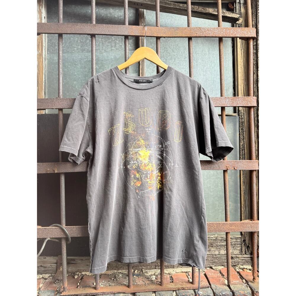 Distressed Ksubi Charcoal Astronomy Graphic Tee Men’s Medium